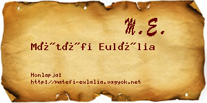 Mátéfi Eulália névjegykártya